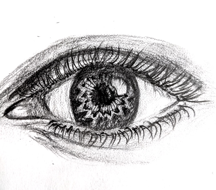Realistic Eye Drawing Front View With Tear-print On 11”x14” | eBay